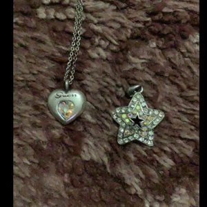 Guess Crystal Silvertone Heart Necklace & Bonus Pendant